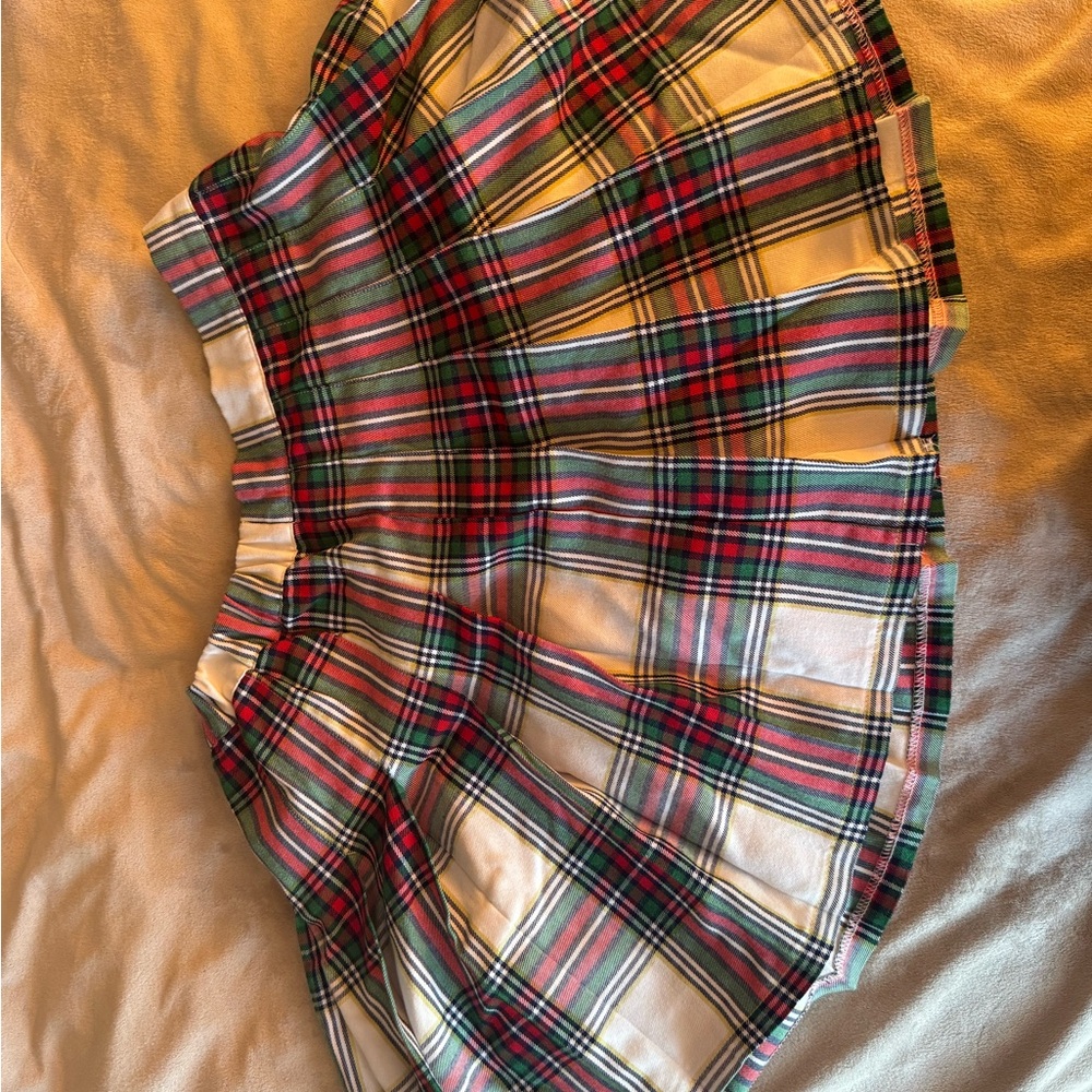 Plaid a line mini skirt